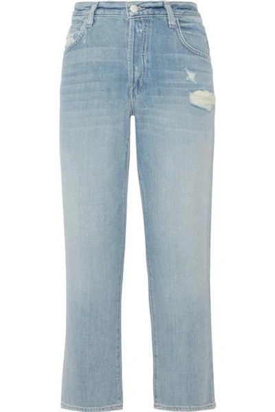 J BRAND IVY CROPPED DISTRESSED HIGH-RISE STRAIGHT-LEG JEANS