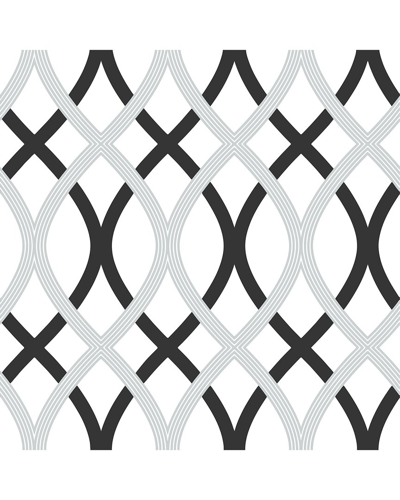 NUWALLPAPER NUWALLPAPER BLACK AND SILVER LATTICE PEEL & STICK WALLPAPER
