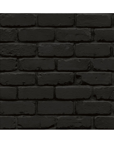 NUWALLPAPER NUWALLPAPER BLACK AMSTERDAM BRICK PEEL & STICK WALLPAPER