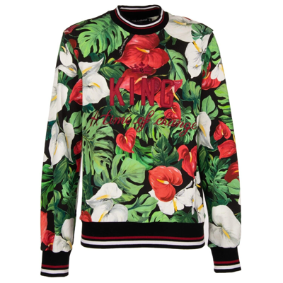 DOLCE & GABBANA DOLCE & GABBANA BLUMEN PULLOVER SWEATSHIRT KING MIT STICKEREI GRÜN ROT 11436