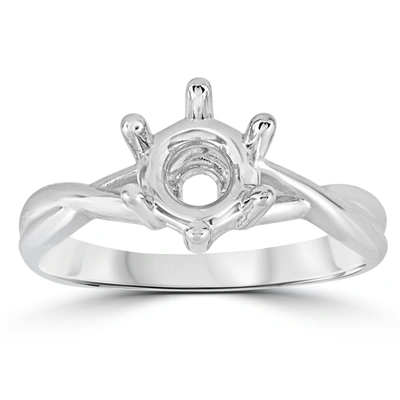 POMPEII3 14K WHITE GOLD SOLITAIRE ROUND TWIST ENGAGEMENT RING SETTING