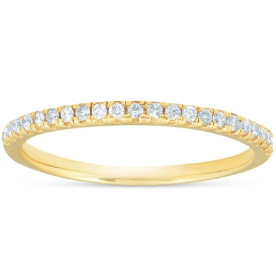 POMPEII3 1/10CT LAB GROWN DIAMOND WEDDING RING WOMENS STACKABLE BAND 10K YELLOW GOLD