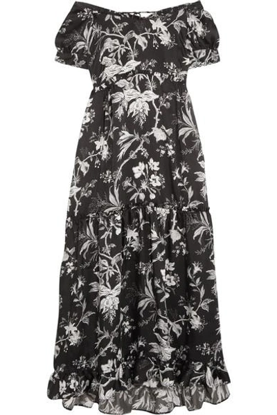 MCQ BY ALEXANDER MCQUEEN OFF-THE-SHOULDER OPEN-BACK PRINTED SATIN-TWILL MIDI DRESS