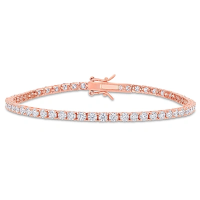 MIMI & MAX 5 1/10 CT DEW CREATED MOISSANITE TENNIS BRACELET IN ROSE GOLD PLATED STERLING SILVER