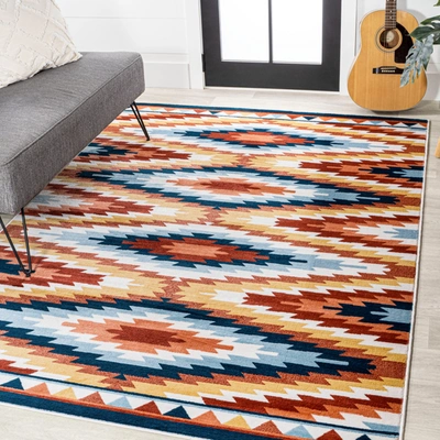 JONATHAN Y KONYA DIAMOND KILIM GEOMETRIC YELLOW/RED/BLUE AREA RUG