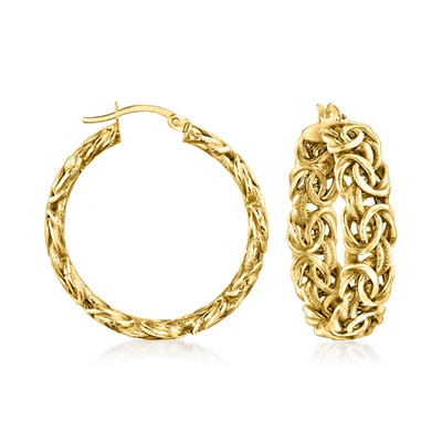 ROSS-SIMONS 14KT YELLOW GOLD BYZANTINE HOOP EARRINGS