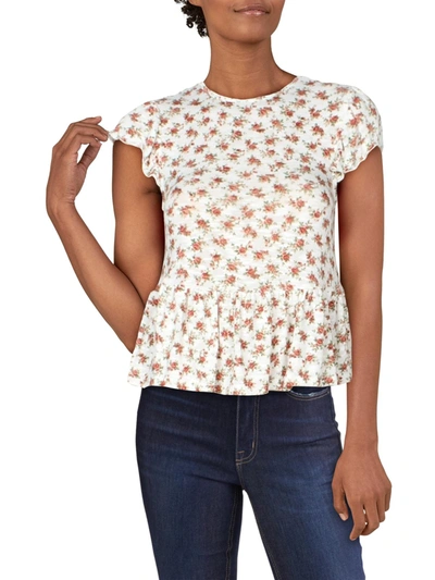 GYPSIES & MOONDUST JUNIORS WOMENS PRINTED FLORAL PEPLUM TOP