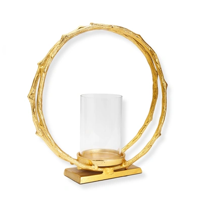 CLASSIC TOUCH DECOR GOLD CIRCLE HURRICANE CANDLE HOLDER SMALL