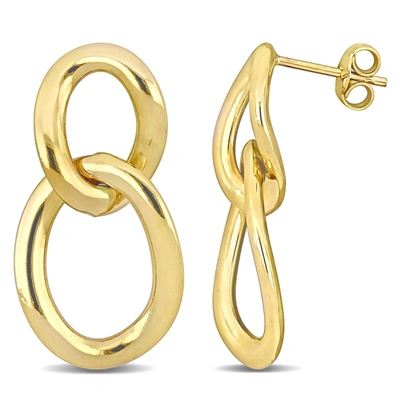 MIMI & MAX OPEN OVAL DOUBLE LINK EARRINGS IN 10K YELLOW GOLD