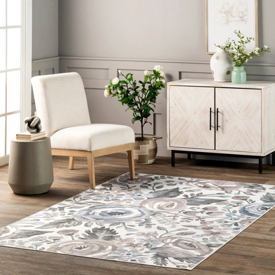 NULOOM TIFFANI FLORAL MACHINE WASHABLE STAIN-RESISTANT AREA RUG