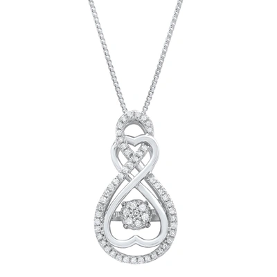 MAX + STONE DANCING DIAMOND INFINITY HEARTS PENDANT NECKLACE (0.25 CTTW., H-I, SI1-SI2) 18" IN 925 STERLING SILV