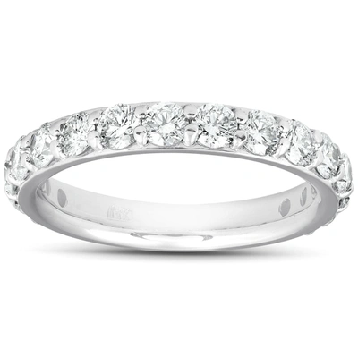 POMPEII3 1 1/2 CT DIAMOND WEDDING RING 14K WHITE GOLD STACKABLE ANNIVERARY BAND