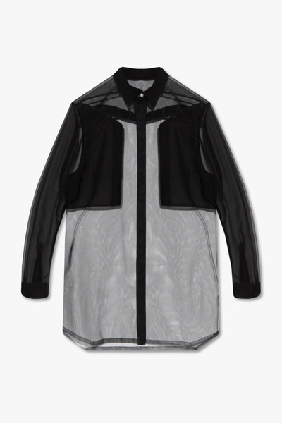 RICK OWENS RICK OWENS BLACK TRANSPARENT SHIRT NEW
