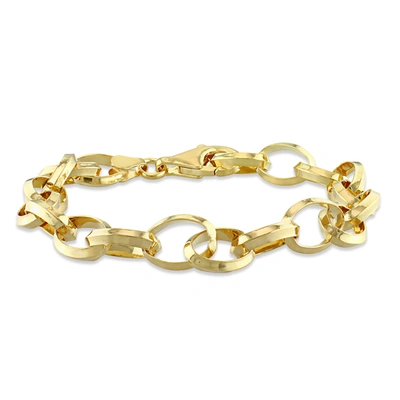 MIMI & MAX ROLO CHAIN BRACELET IN YELLOW PLATED STERLING SILVER - 7.5 IN