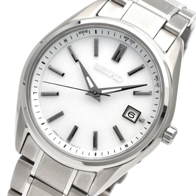 SEIKO SEIKO SELECTION SBTM337 TITANIUM RADIO SOLAR WATCH PEARL WHITE DIAL 39.5MM