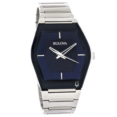 BULOVA BULOVA GEMINI MENS STAINLESS STEEL BLUE DIAL QUARTZ WATCH 96A258