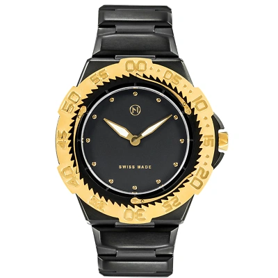 NOVE NOVE TRIDENT ULTRA SLIM DIVER BLACK GOLD WATCH - BRAND