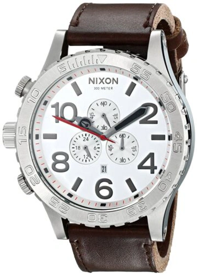 NIXON NIXON A124-1113-00 MEN'S 51-30 CHRONO BROWN LEATHER WATCH, SILVER & BROWN