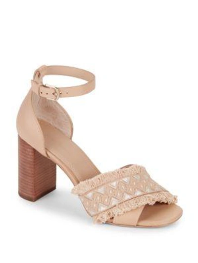POUR LA VICTOIRE FRINGED STACKED BLOCK LEATHER SANDALS