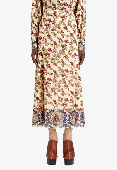 ETRO BERRY PRINT MIDI SKIRT IN SILK