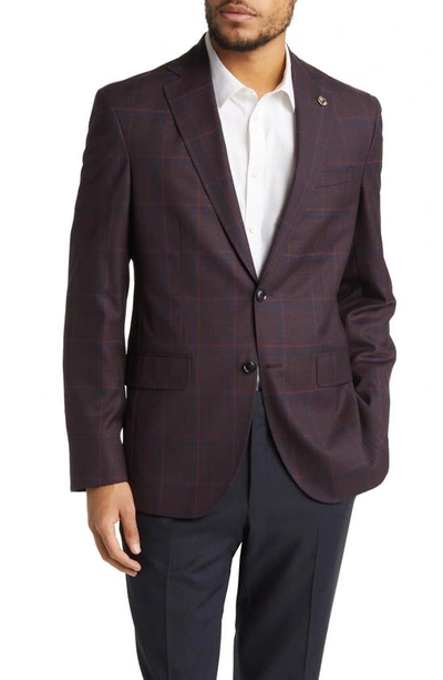 TED BAKER TED BAKER LONDON KARL SLIM FIT SOFT CONSTRUCTION PLAID WOOL SPORT COAT