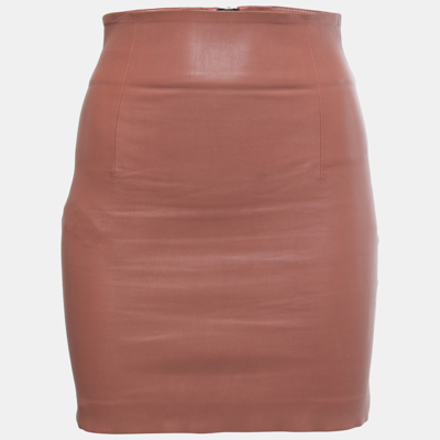 SABLYN BROWN LEATHER MINI SKIRT XS