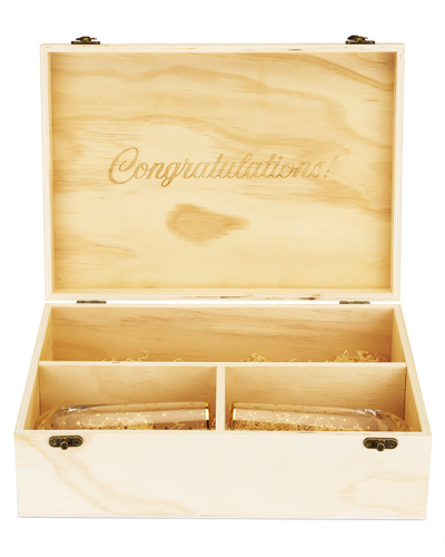TWINE TWINE CELEBRATE WOOD CHAMPAGNE BOX WITH SET OF FLUTES
