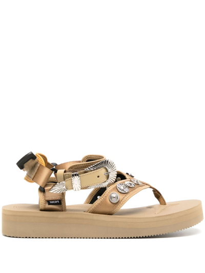 TOGA STUD-EMBELLISHED T-BAR STRAP SANDALS
