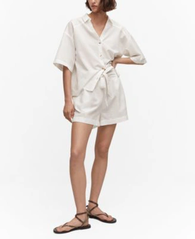 MANGO WOMENS TIE SHORTS OVERSIZED SHORT SLEEVE SHIRT