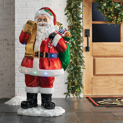 FRONTGATE 4 FT. LED AND FIBER-OPTIC NICE LIST SANTA