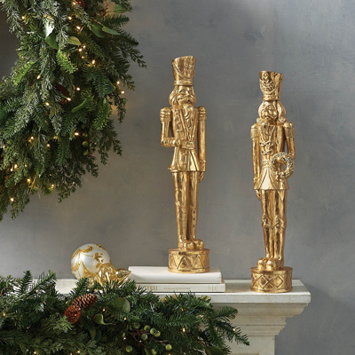 FRONTGATE SET OF 2, 20.5" GILDED NUTCRACKER SOLDIERS