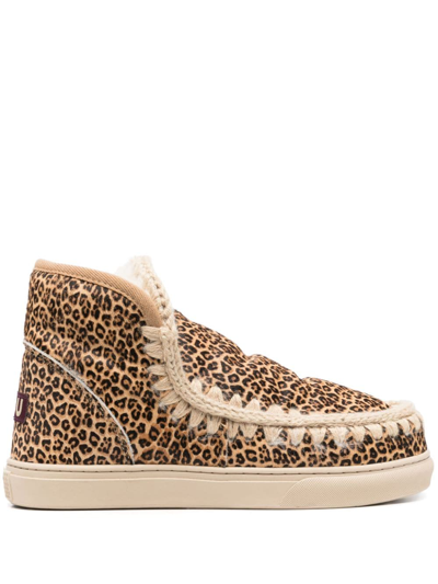 MOU ESKIMO LEOPARD-PRINT LEATHER ANKLE BOOTS