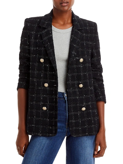 GENERATION LOVE ABBY WOMENS TWEED COLLARED TWO-BUTTON BLAZER