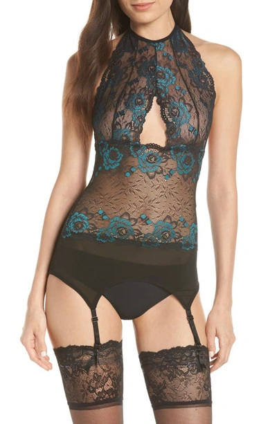 ANN SUMMERS ANNE SUMMERS KIERA LACE HALTER BASQUE WITH GARTER STRAPS