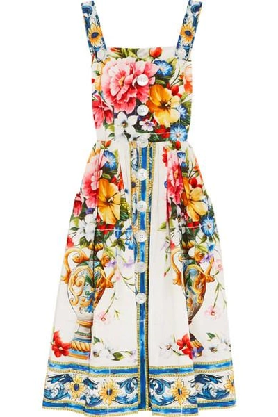 DOLCE & GABBANA FLORAL-PRINT COTTON-POPLIN DRESS