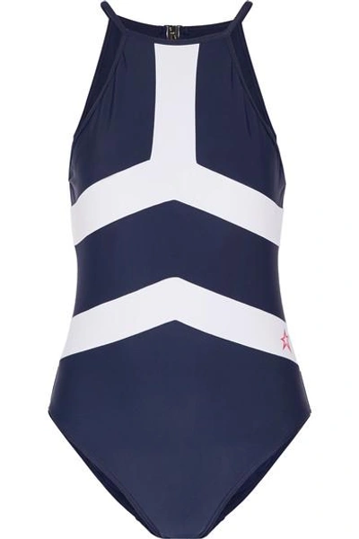 PERFECT MOMENT NORDIC OPEN-BACK TWO-TONE SWIMSUIT