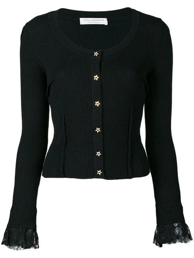 PHILOSOPHY DI LORENZO SERAFINI PHILOSOPHY DI LORENZO SERAFINI SLIM-FIT RIBBED CARDIGAN - BLACK