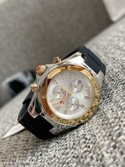 MICHELE (ON SALE) MICHELE JELLY BEAN GOLD/SILVER/BLACK WATCH MWW12F000096 RETAIL $450