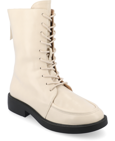 JOURNEE COLLECTION WOMEN'S NIKKS LACE UP COMBAT BOOTS