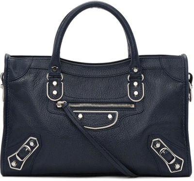 BALENCIAGA Blue Metallic Edge City S Bag