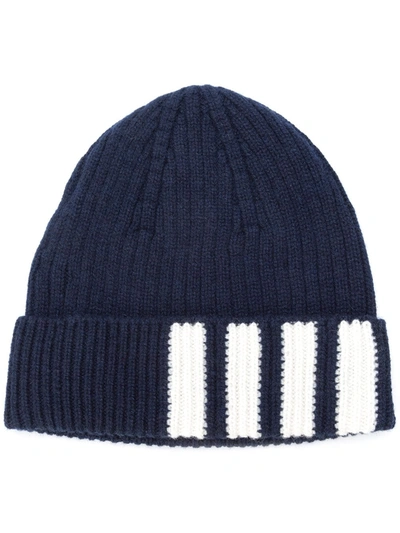 THOM BROWNE CASHMERE RIBBED-KNIT BEANIE