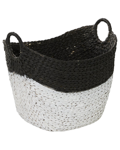 COSMOLIVING BY COSMOPOLITAN COSMOLIVING BY COSMOPOLITAN BLACK SEAGRASS HANDMADE LARGE WOVEN STORAGE BASKET WITH HANDLES