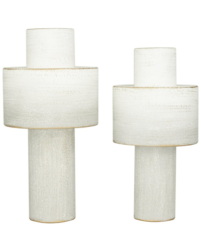 COSMOLIVING BY COSMOPOLITAN COSMOLIVING BY COSMOPOLITAN SET OF 2 WHITE METAL VASE
