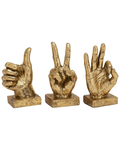 COSMOLIVING BY COSMOPOLITAN COSMOLIVING BY COSMOPOLITAN SET OF 3 HANDS GOLD POLYSTONE SCULPTURE