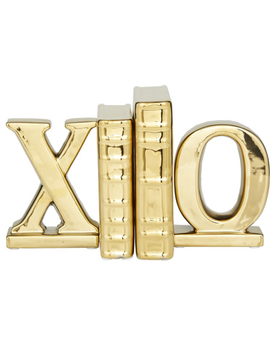 COSMOLIVING BY COSMOPOLITAN COSMOLIVING BY COSMOPOLITAN SET OF 4 X AND O GOLD CERAMIC SCULPTURE