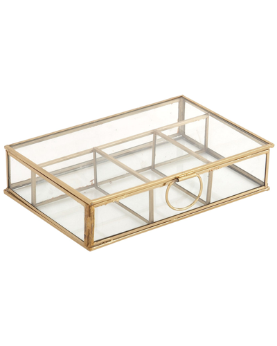 COSMOLIVING BY COSMOPOLITAN COSMOLIVING BY COSMOPOLITAN GOLD GLASS JEWELRY BOX WITH CLEAR GLASS