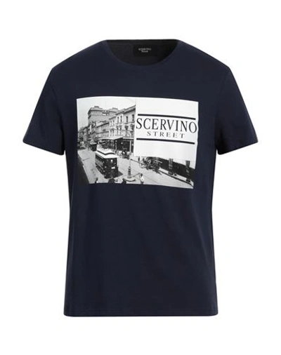 ERMANNO SCERVINO ERMANNO SCERVINO MAN T-SHIRT NAVY SIZE S COTTON, ELASTANE