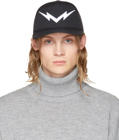 NEIL BARRETT NEIL BARRETT BLACK MIRRORED THUNDERBOLT CAP