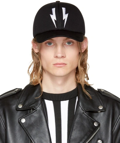 NEIL BARRETT Black Neoprene Thunderbolt Cap