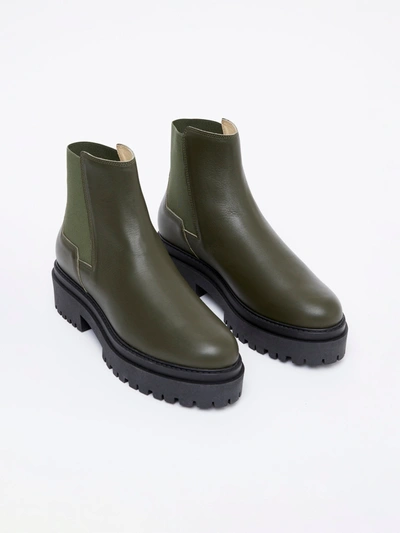 FRENCH CONNECTION OLANA CHELSEA BOOTS OLIVE GREEN